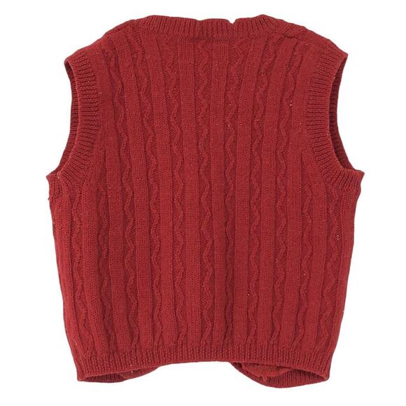Women’s Size 34 Aston Red Wool Vest Cropped Knit Cottagecore Fisherman - Picture 4 of 5